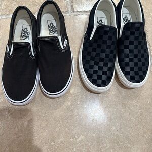 2 pair of Vans sneakers for women size 8.5 or man size 7. Very good condition